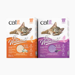 Catit Go Natural litière-coques-pois texture douce pour pattes sensibles.