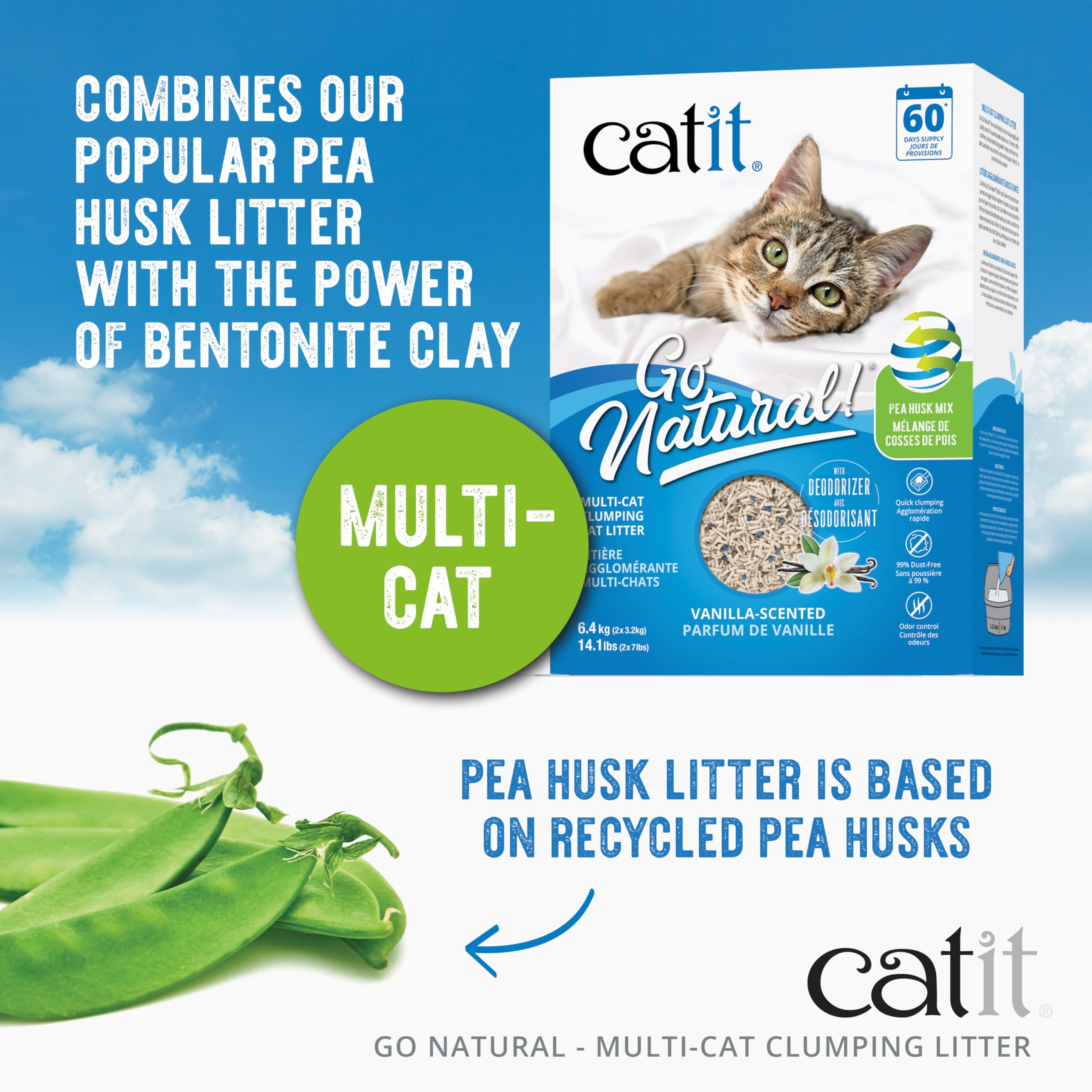 Catit Go Natural granules-pois-texture: texture douce et transition naturelle.