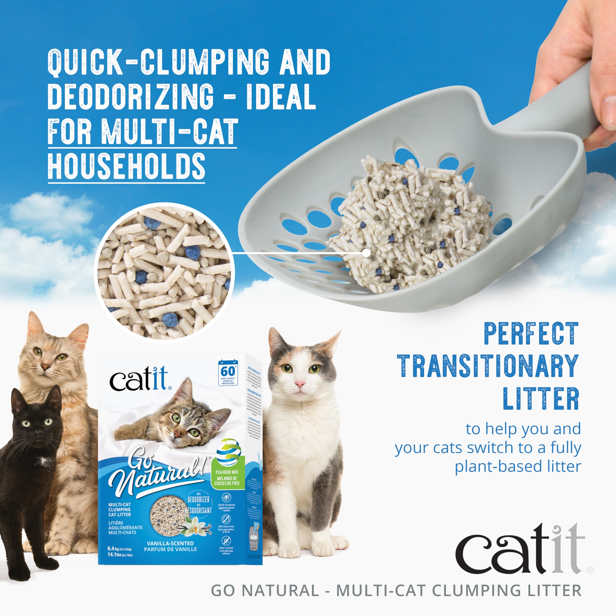 Catit Go Natural grumeaux-rapides: nettoyage rapide et sans effort.