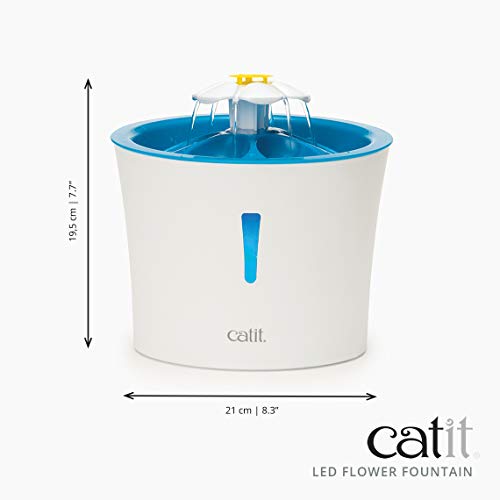 Capacité de 3 L de Catit LED Flower Fountain adaptée aux petits espaces