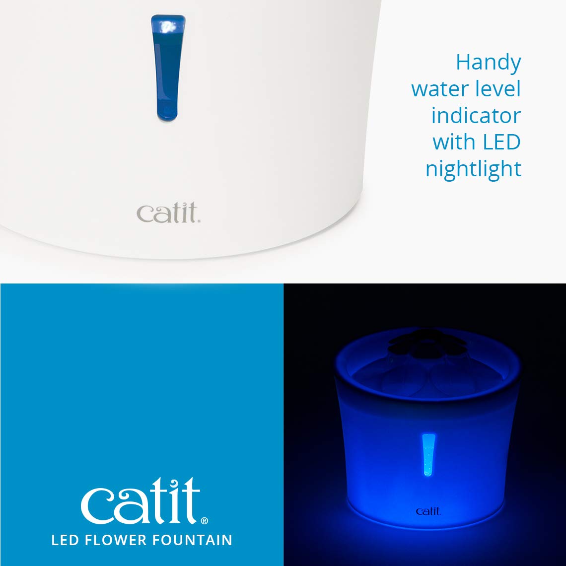 Pompe économe de Catit LED Flower Fountain pour un flux discret et silencieux