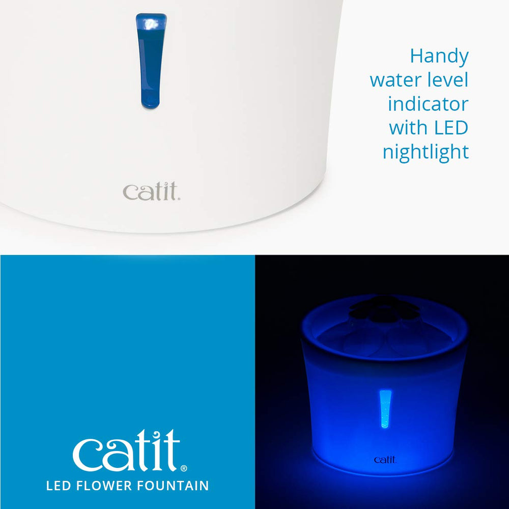 Pompe économe de Catit LED Flower Fountain pour un flux discret et silencieux
