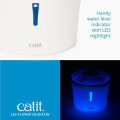 Pompe économe de Catit LED Flower Fountain pour un flux discret et silencieux