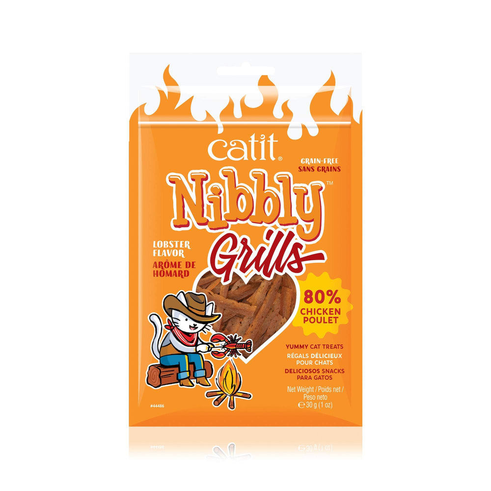 Catit Nibbly Grills: tranches grillées de poulet et homard, friandise légère et appétente.