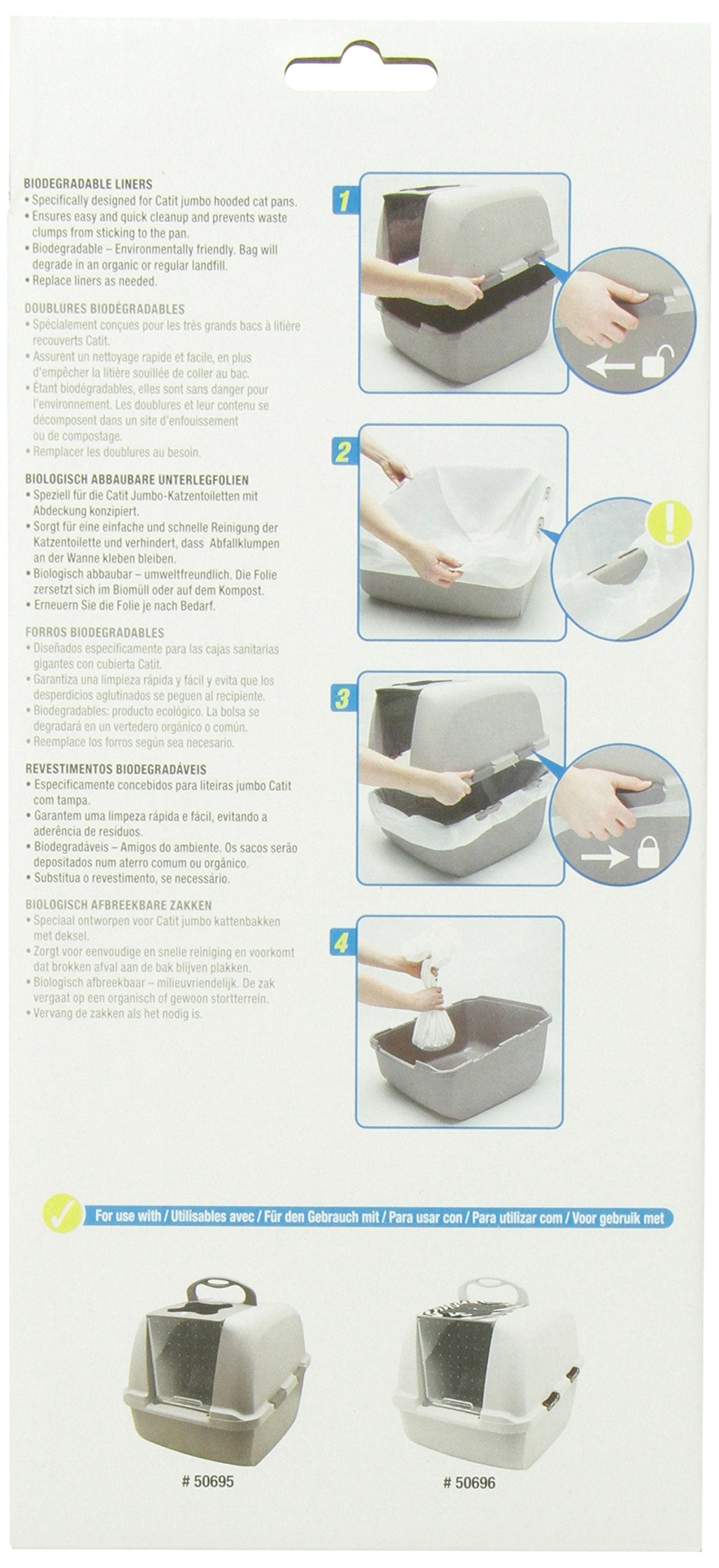 Catit pack 10 liners pour bac à capot, réutilisation facilitée
