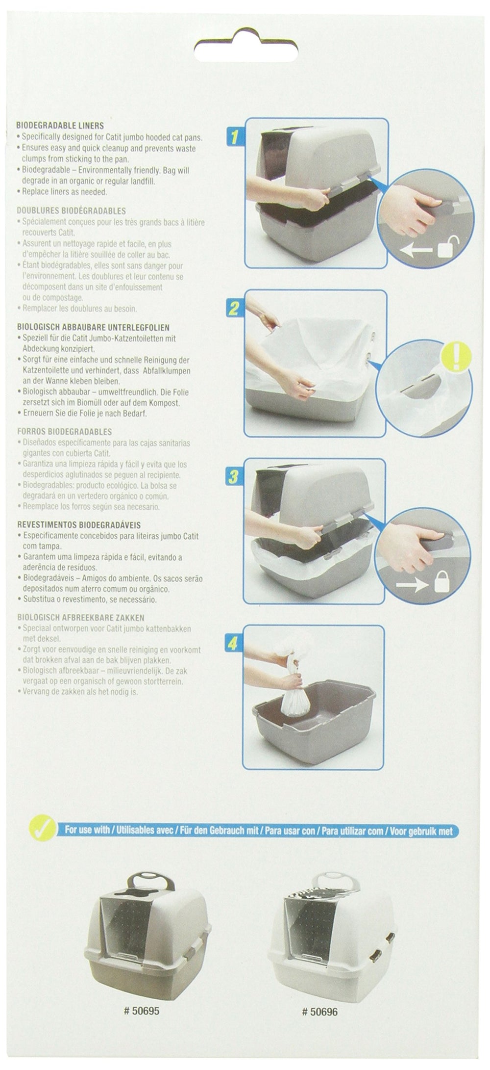 Catit pack 10 liners pour bac à capot, réutilisation facilitée