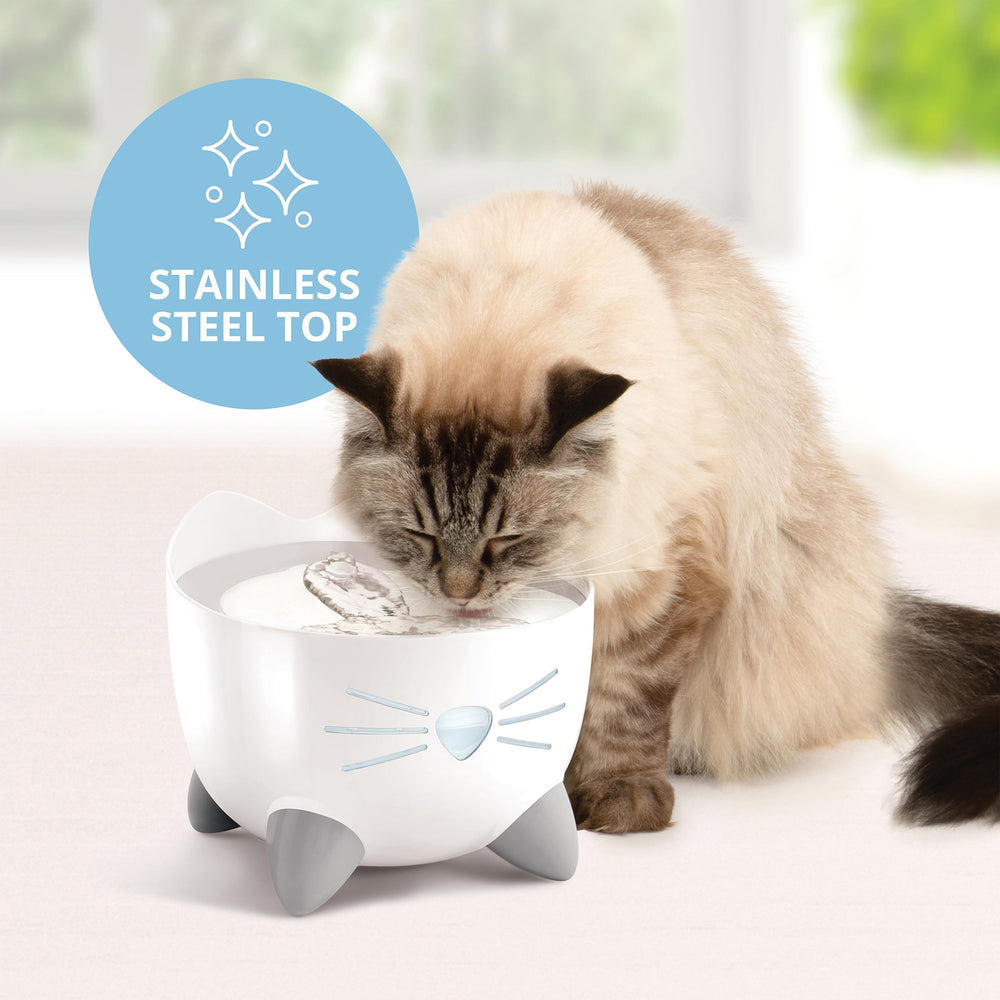 Catit PIXI filtre triple: coton, charbon actif et résine ionique.