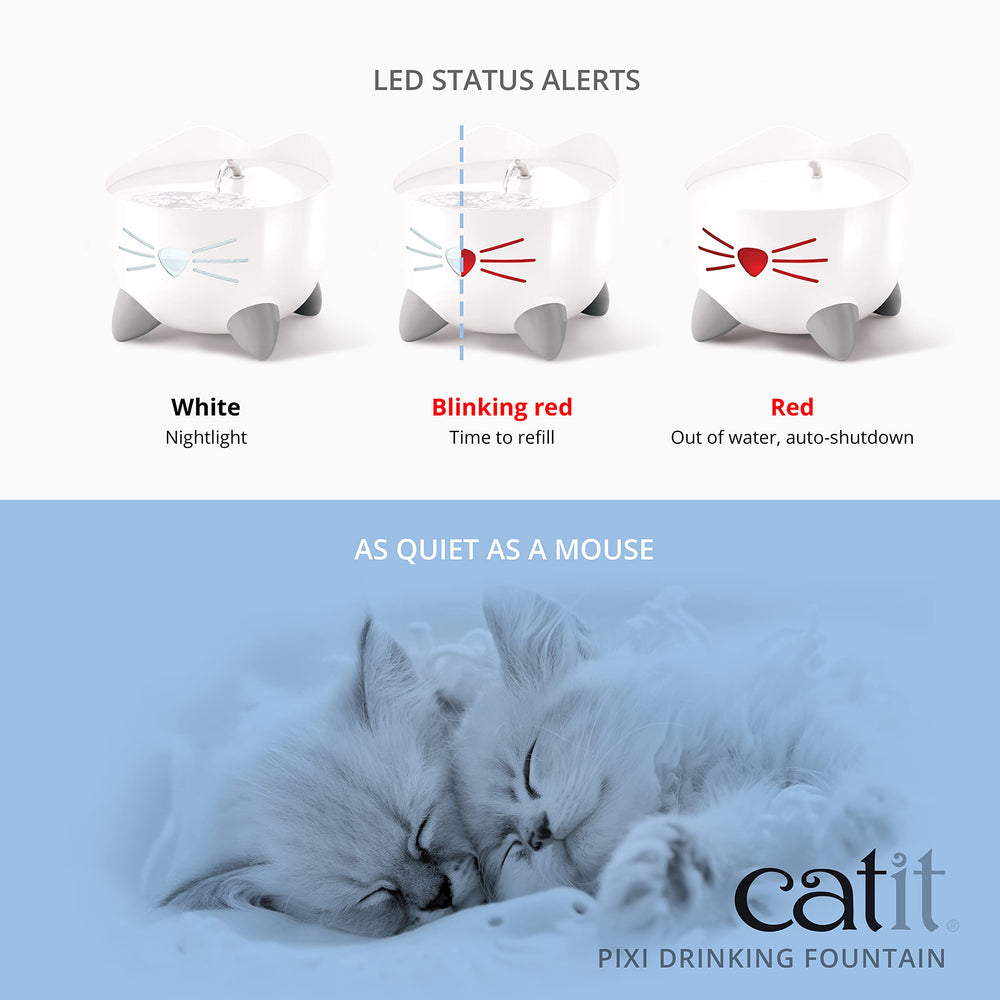 Catit PIXI fontaine-chat surface boisson large: respect des moustaches sensibles.