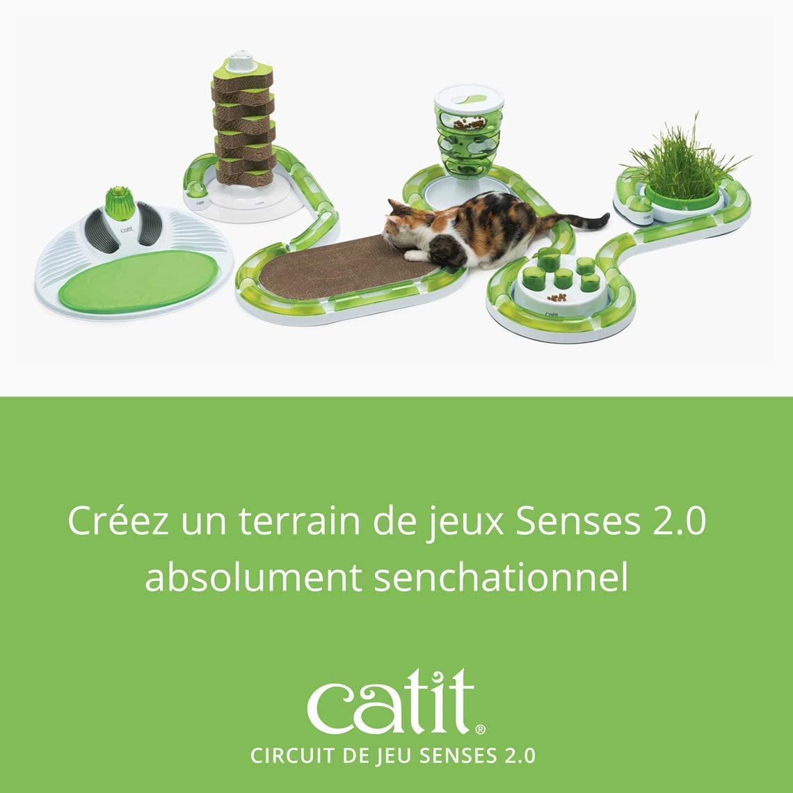 Catit Senses 2.0 Play Circuit, courbe ouverte sur le côté favorise les virages.