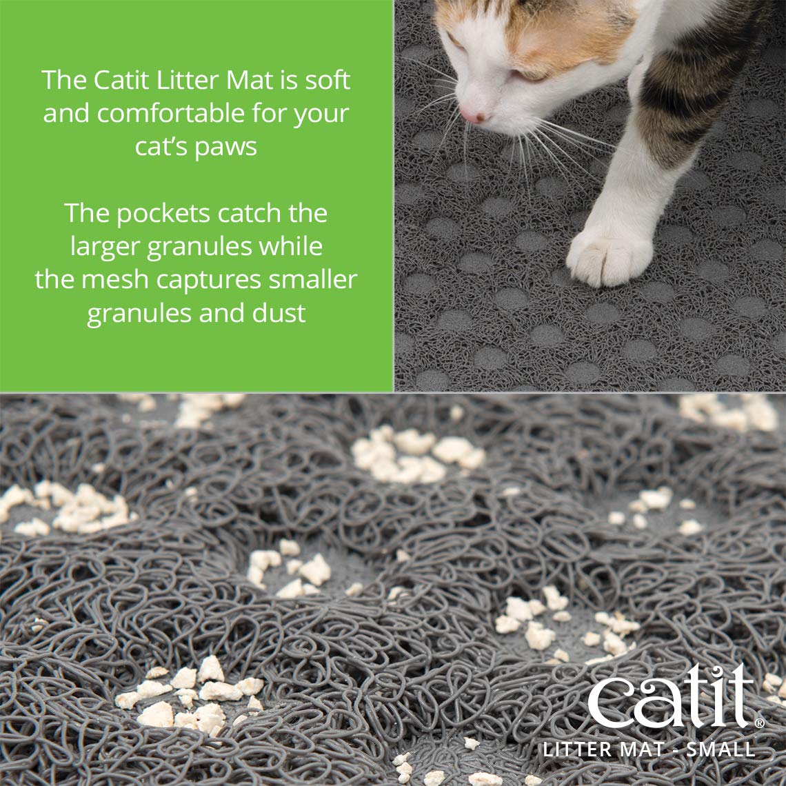 Catit tapis-litiere rectangle capture-litiere-texture: surface texturée retient les granulés