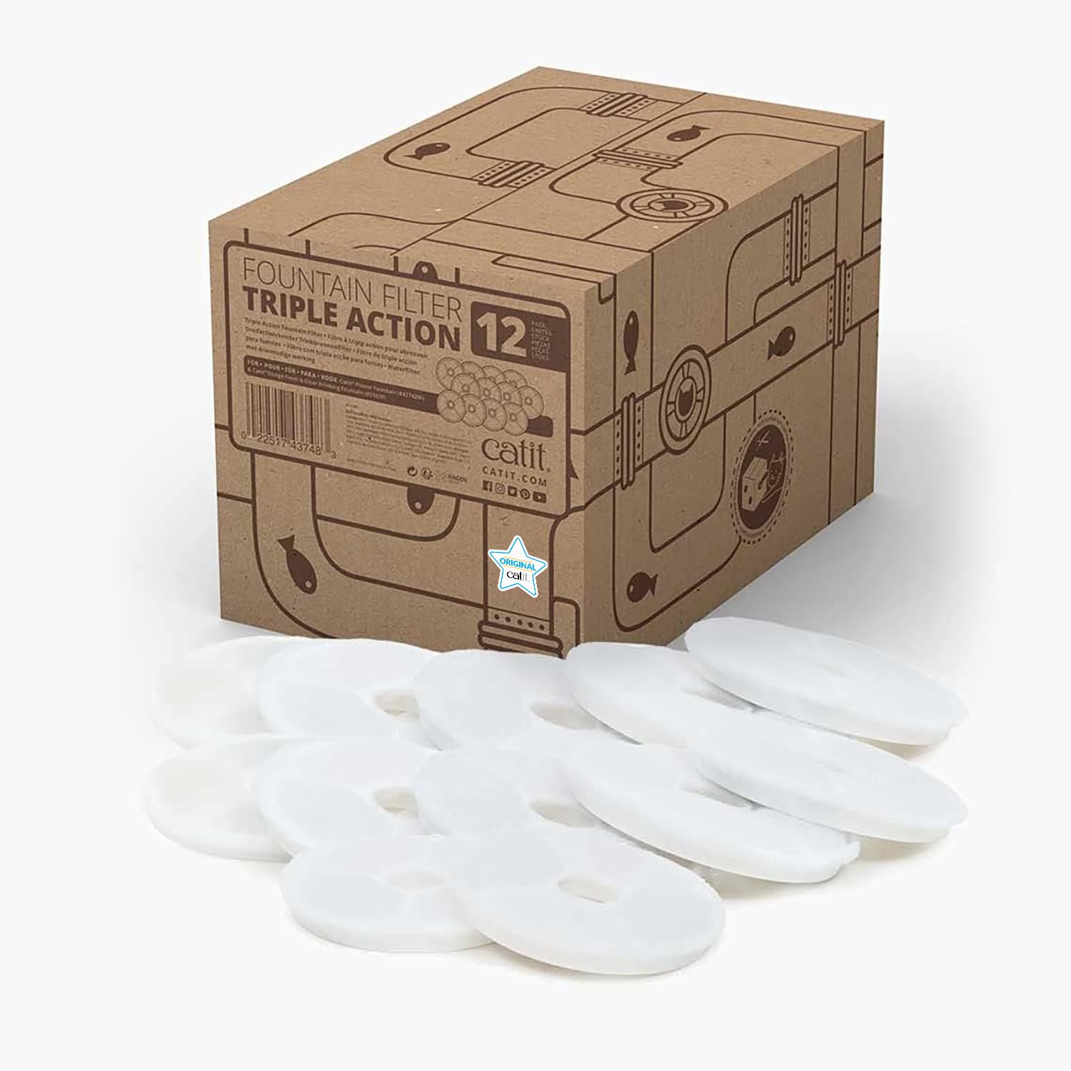 Catit Triple Action lot de 12 filtres pour eau plus propre et fraîche.