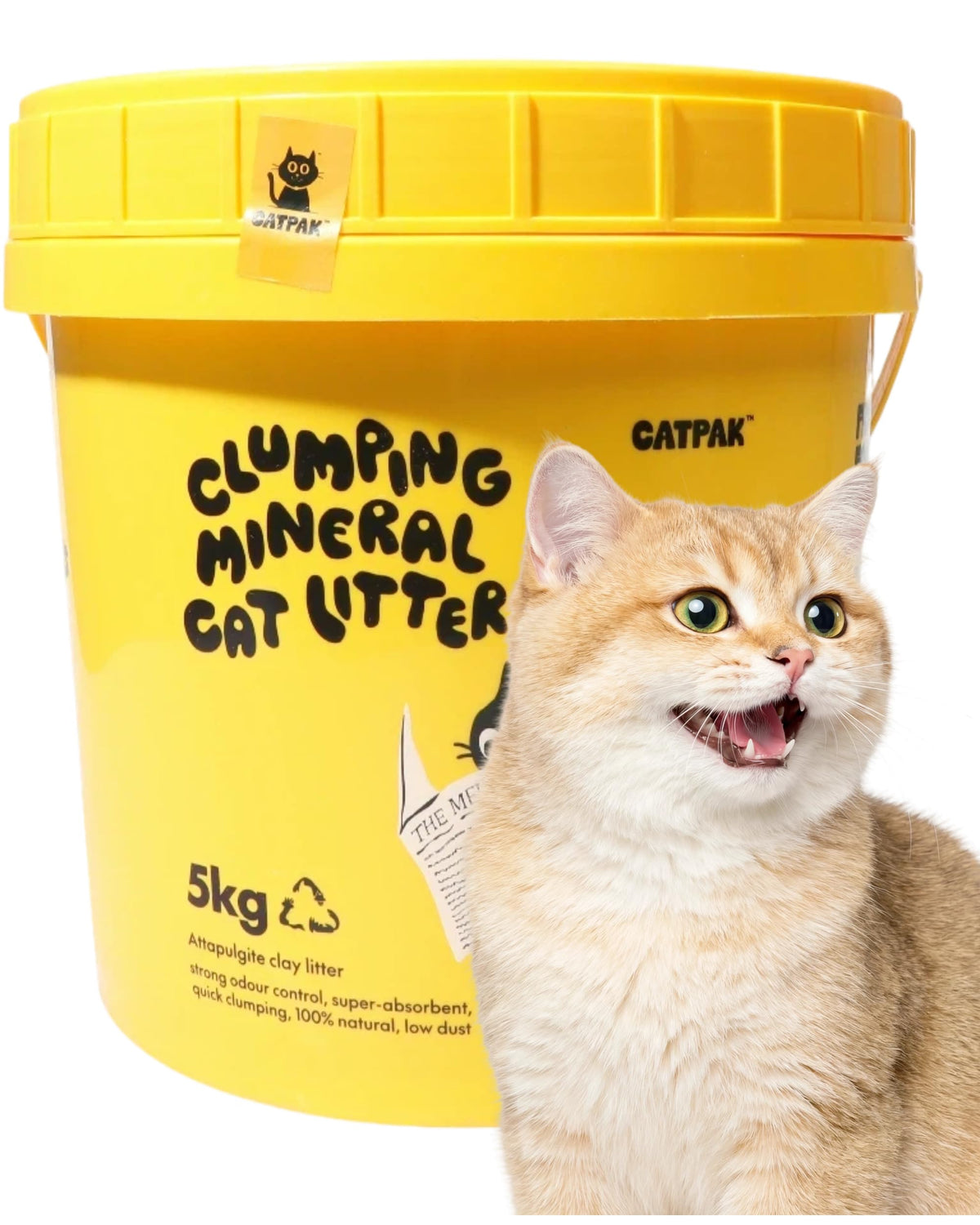 CATPAK: seau litière agglomérée rapide pour un remplissage propre et sans poussière.