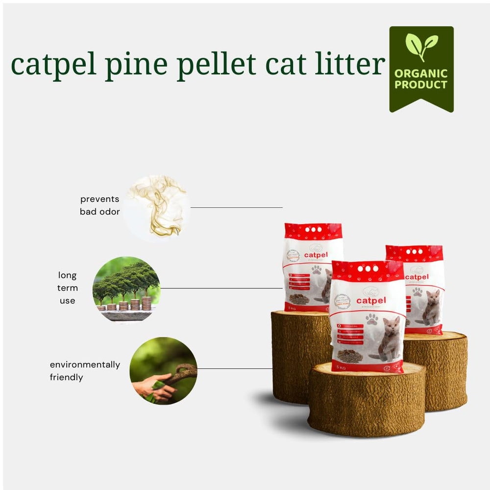 Catpel contrôle des odeurs naturellement grâce aux pellets de pin.