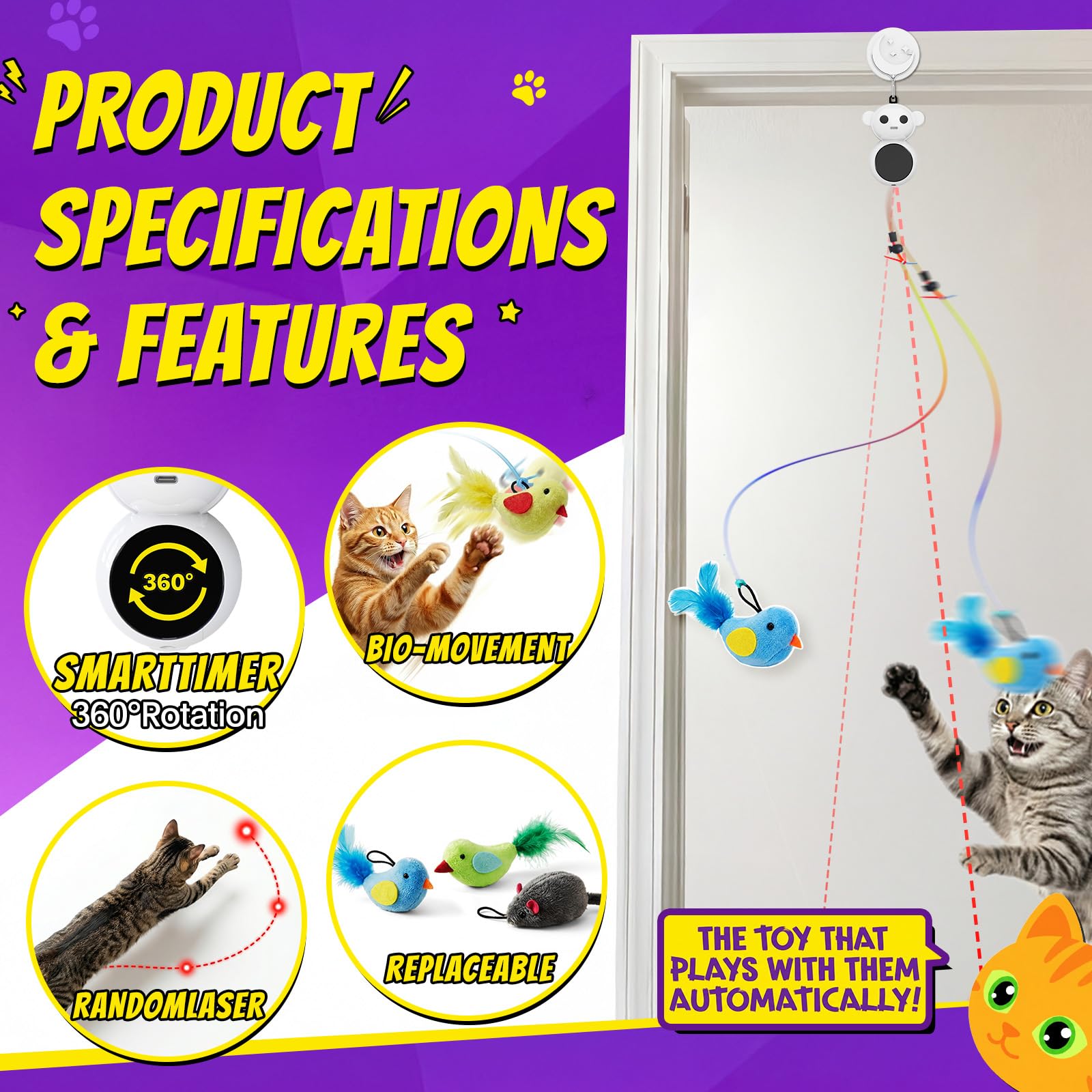 Catpick joy souris peluche attache : jeu interactif pour chats curieux