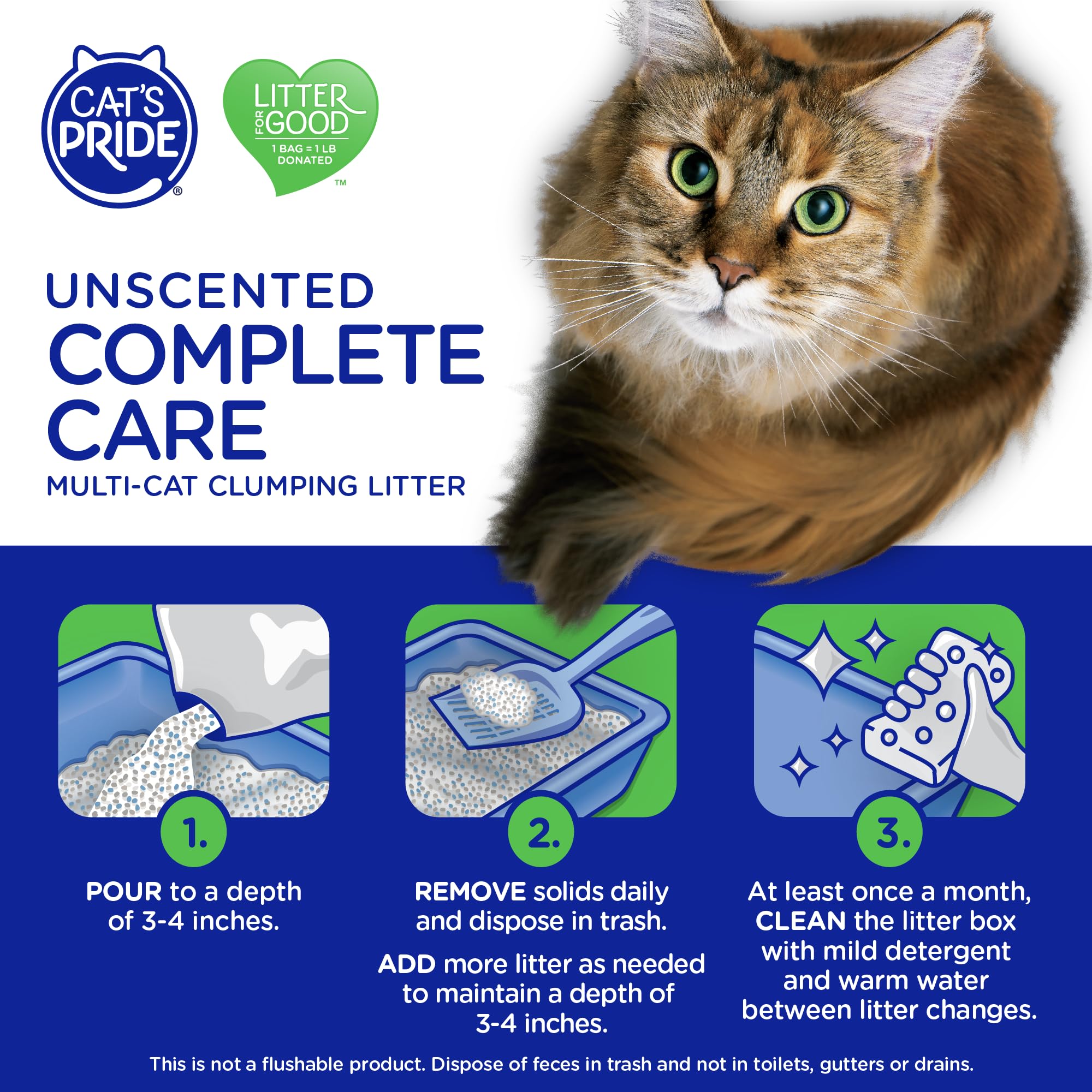 Cat's Pride Complete Care litière adaptée à tous les âges et races de chats.