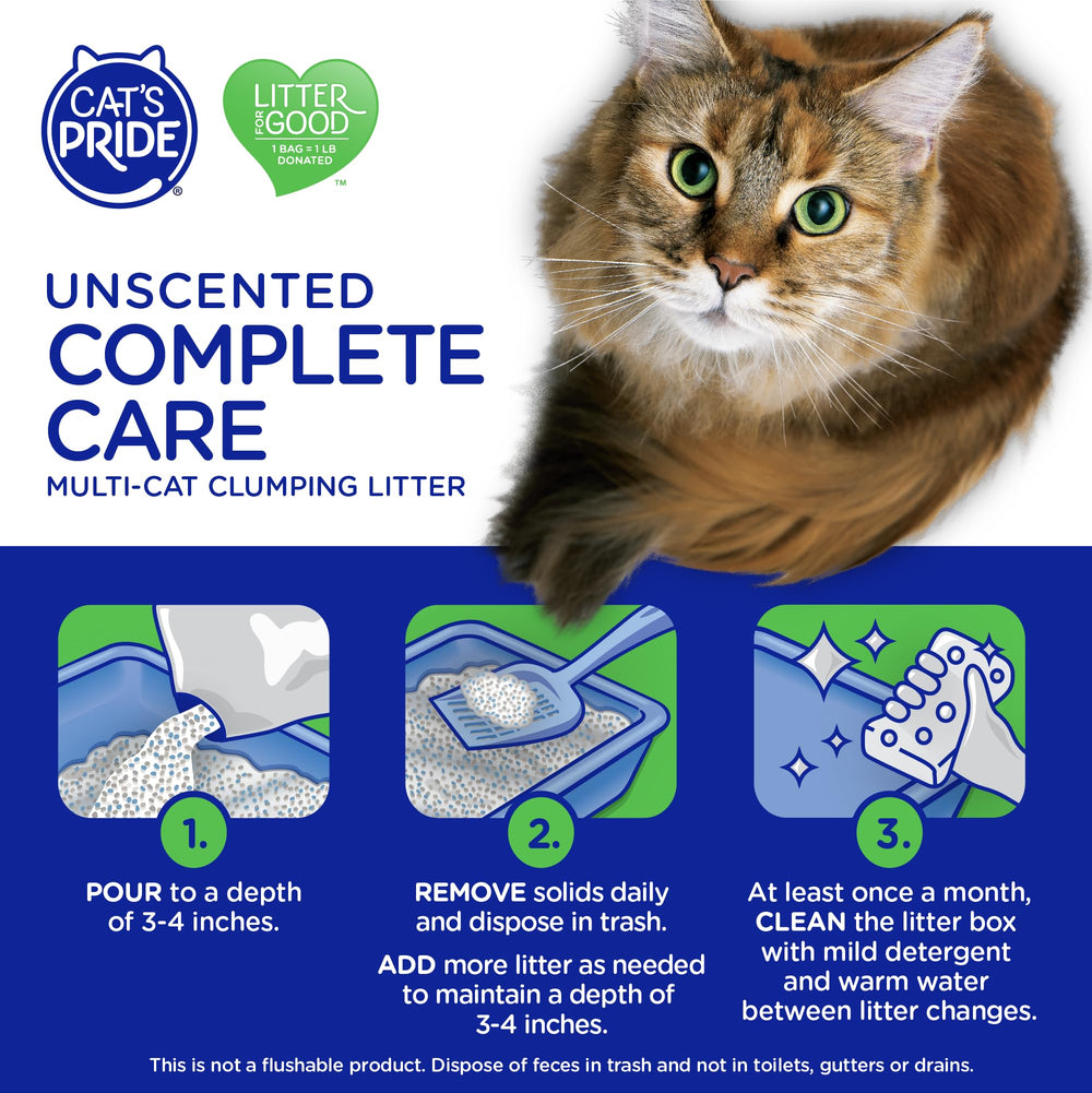 Cat's Pride Complete Care litière adaptée à tous les âges et races de chats.