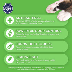 Cat's Pride litière antibactérienne: contrôle efficace des odeurs.
