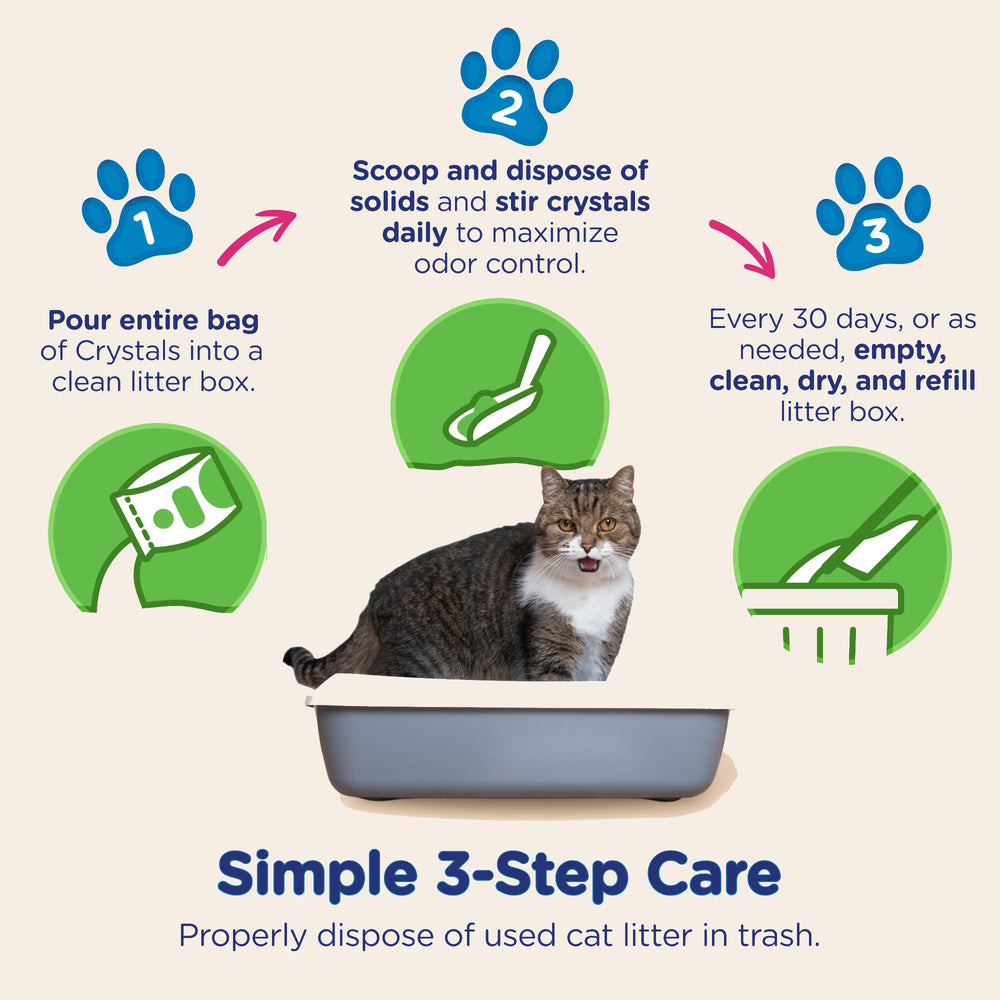 Cat's Pride litière cristaux micro: texture douce adaptée aux pattes sensibles des chats.