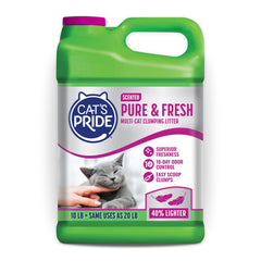 Cat's Pride, litière légère 40% moins lourde, manipulation facilitée.