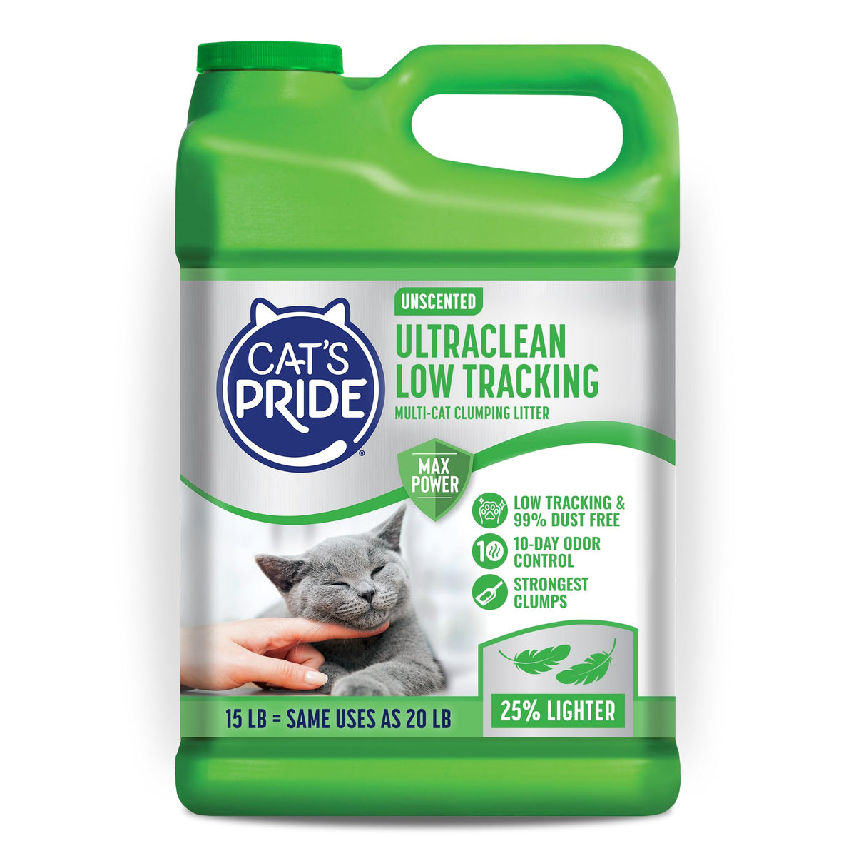 Cat's Pride Max Power Litière: granules faciles à verser pour un remplissage rapide.