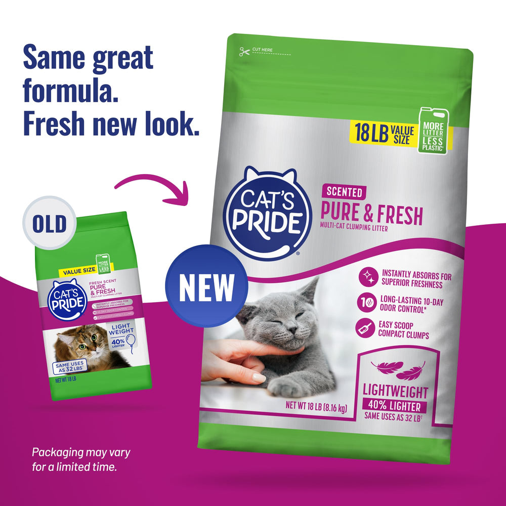 Cat's Pride Pure & Fresh versement facile: litière propre et sans débordement.