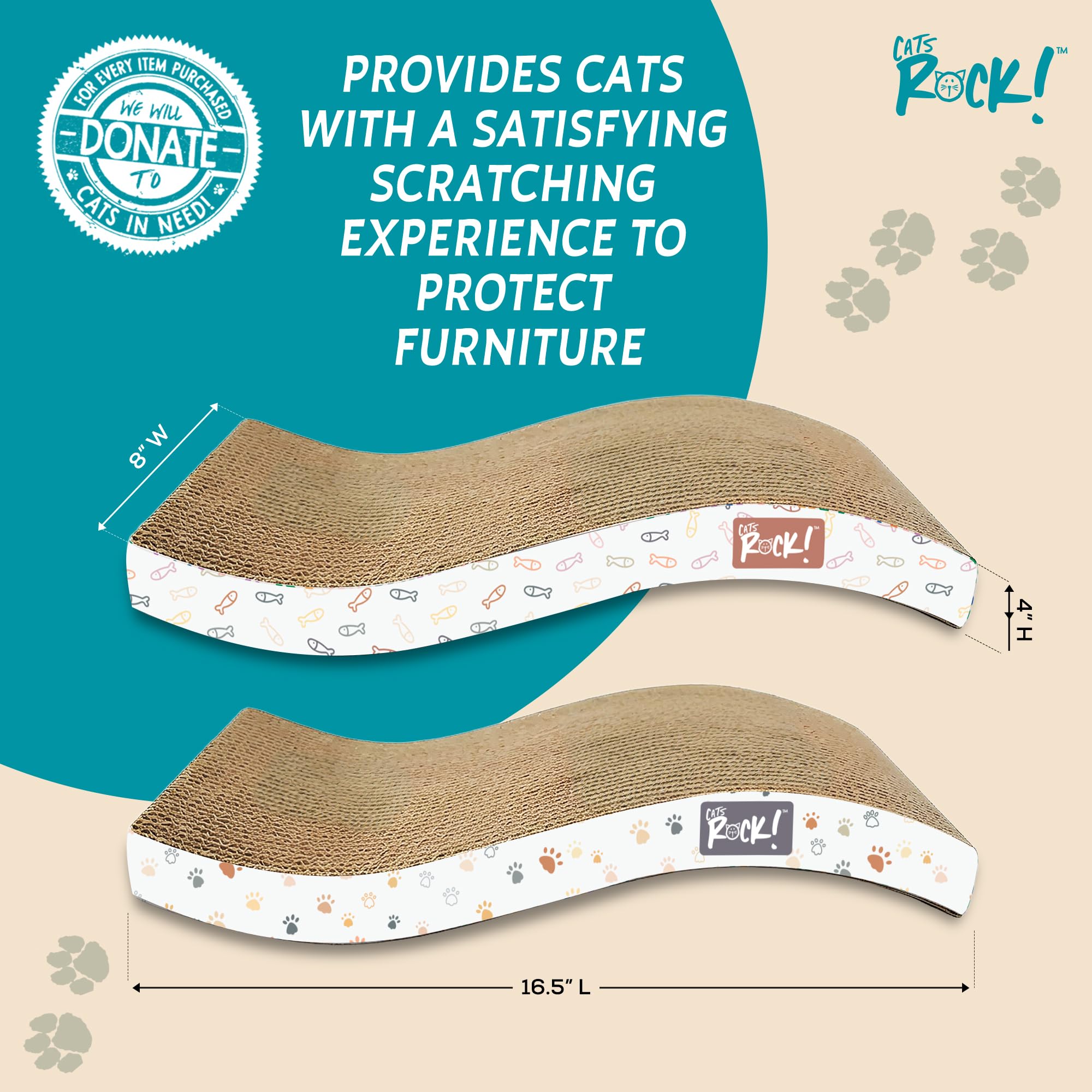 Designs colorés Cats Rock avec motifs vagues et rectangles pour décorer tout en offrant des surfaces.