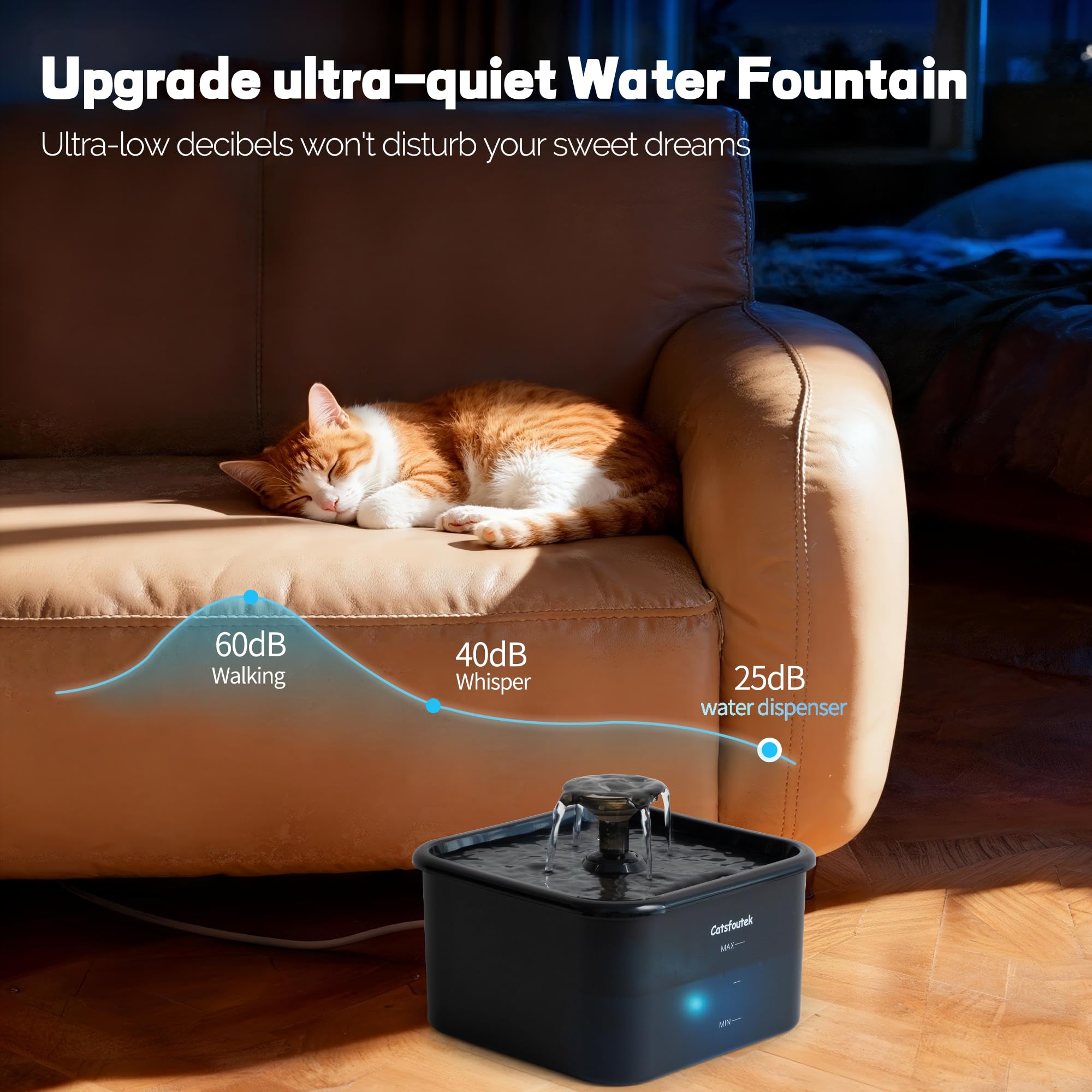 Catsfoutek pompe-tranquille-5v: fonctionnement silencieux pour votre animal.