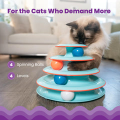 Catstages Chase Meowtain boules tournantes sur chaque niveau offrant stimulation mentale