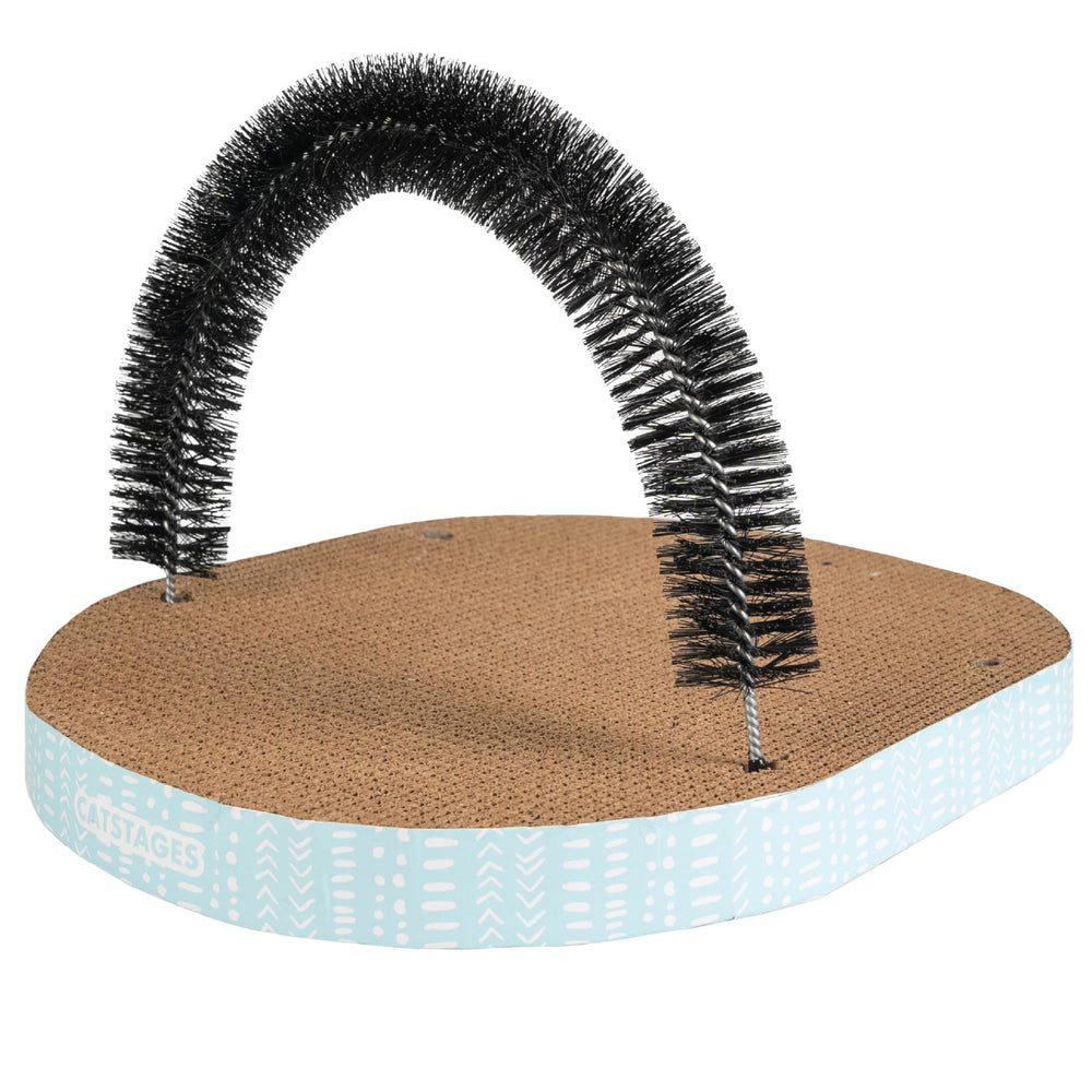 Catstages: station soin auto avec brosse courbe amovible pour auto-toilettage.