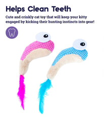 Catstages Dental Shrimpies, crevettes remplies d'herbe à chat pour stimuler l'attention du chat.