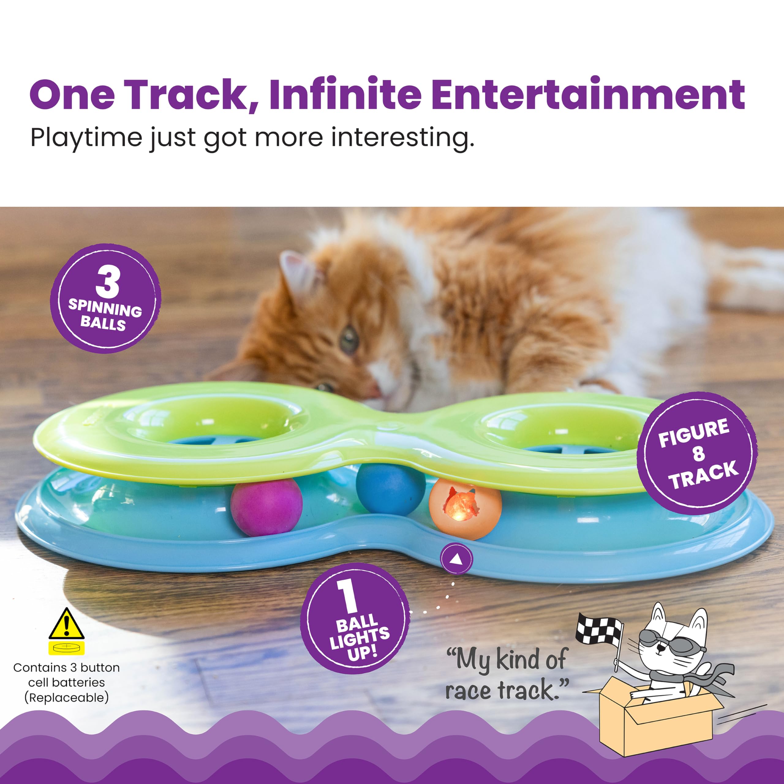 Catstages Infinity Ball Track: deux balles en rotation pour des sessions de chasse interactives.