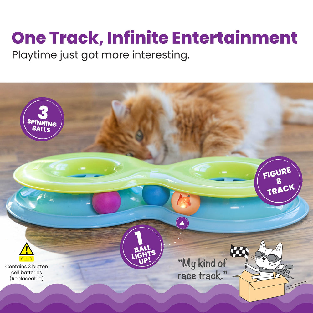 Catstages Infinity Ball Track: deux balles en rotation pour des sessions de chasse interactives.