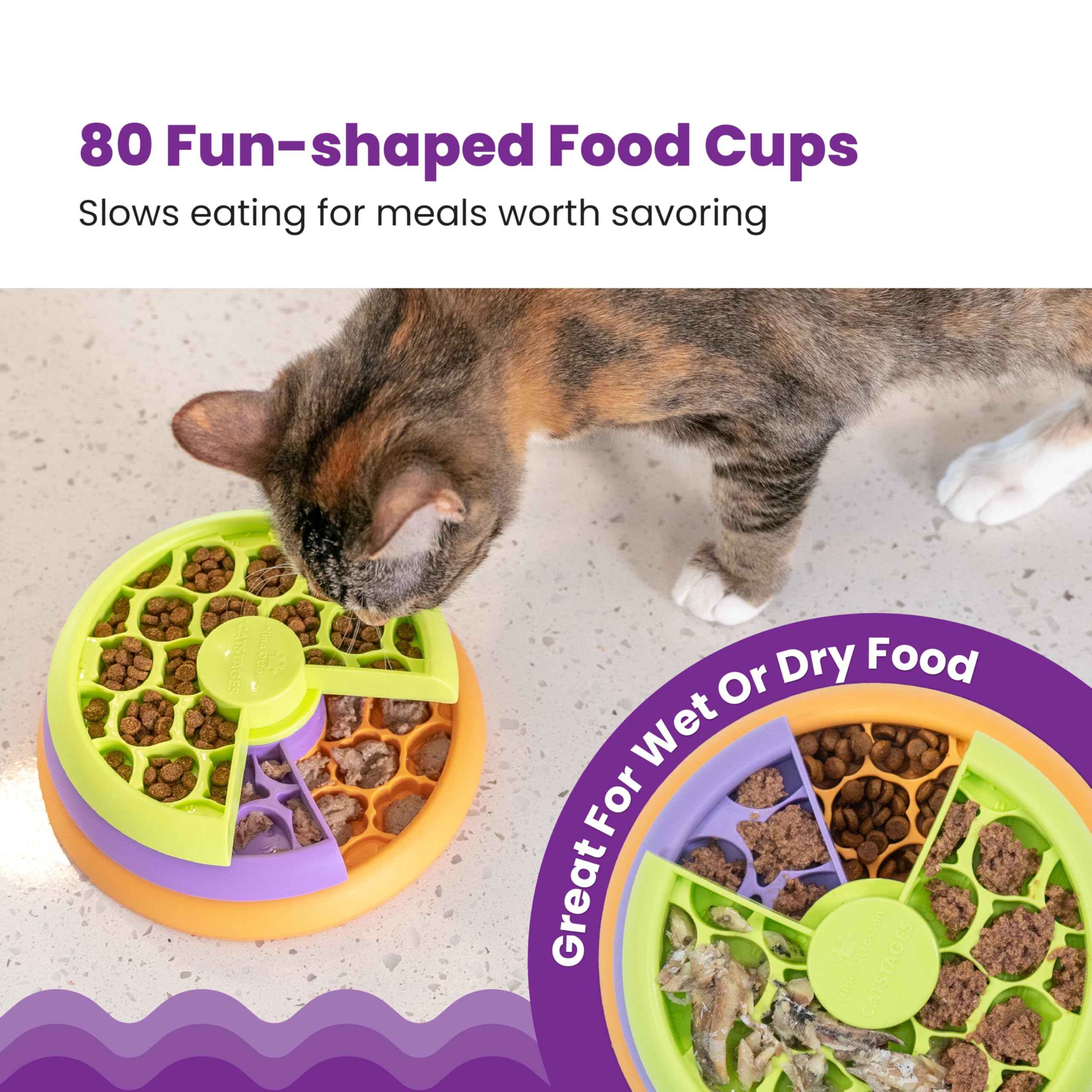 Catstages Kitty Lickin' Layers, plus de 80 compartiments pour des séances ludiques.