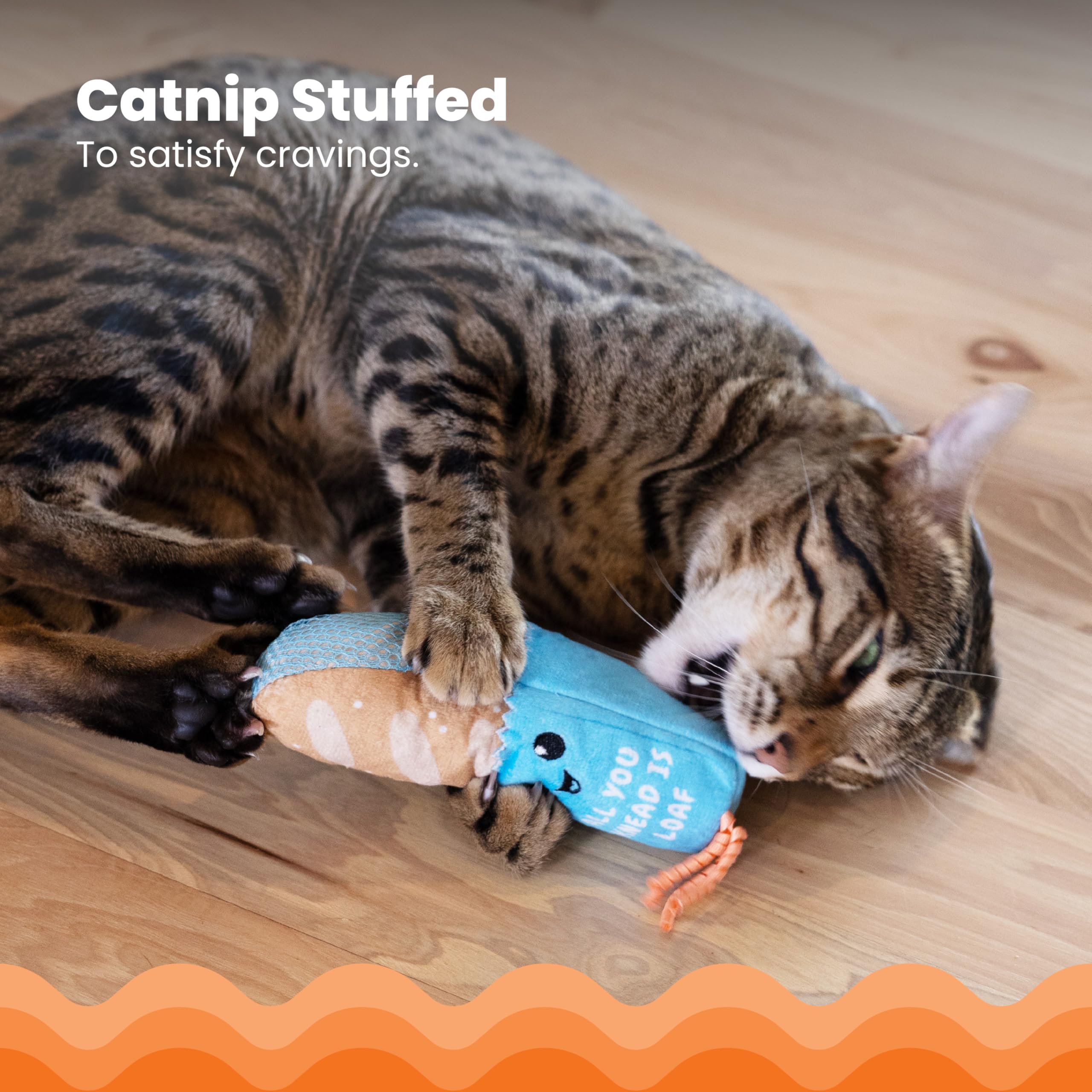 Catstages Loaf Kicker: rubans et peluche pour l'amusement actif.