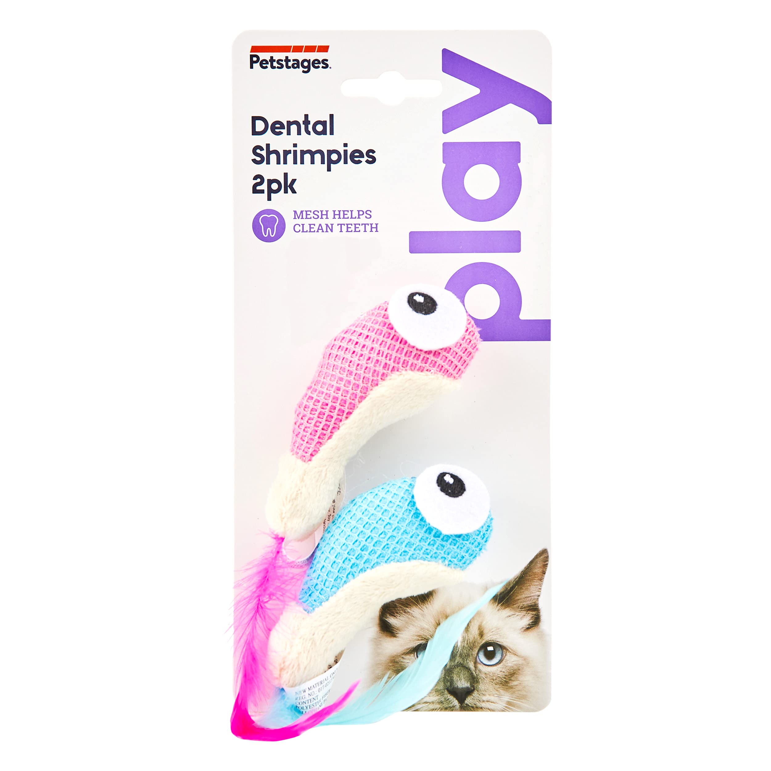 Catstages Dental Shrimpies: texture douce et herbe à chat pour stimuler l'intérêt.