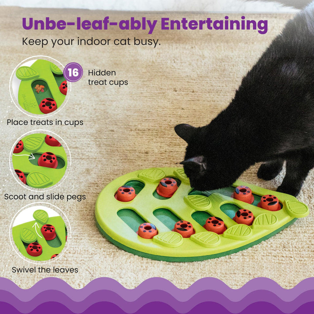 Catstages Nina Ottosson Buggin' Out, 16 compartiments, friandises visibles au fil du jeu.