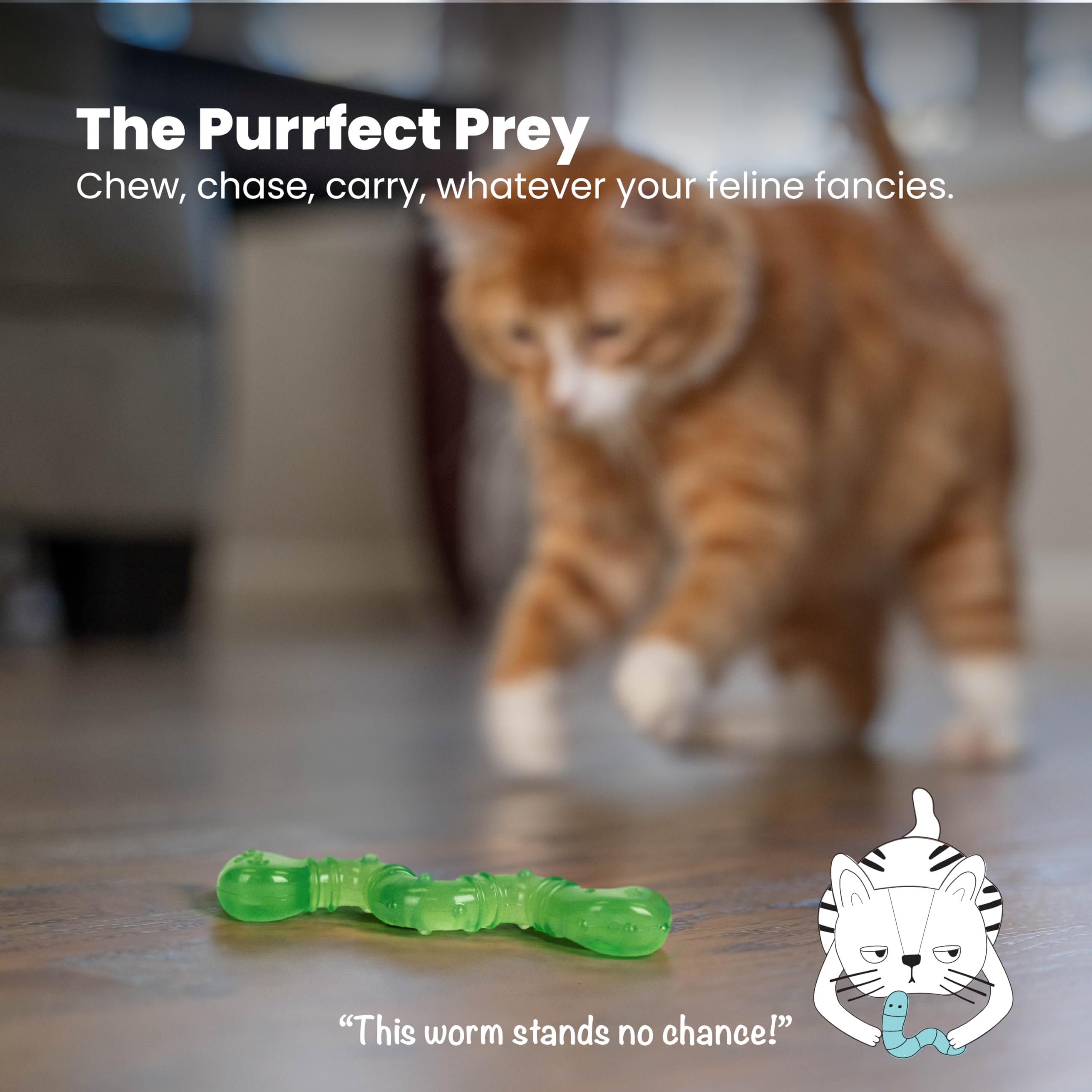 Catstages Orkakat Wiggle Worm – idéal pour les chatons en dentition grâce à sa texture souple.