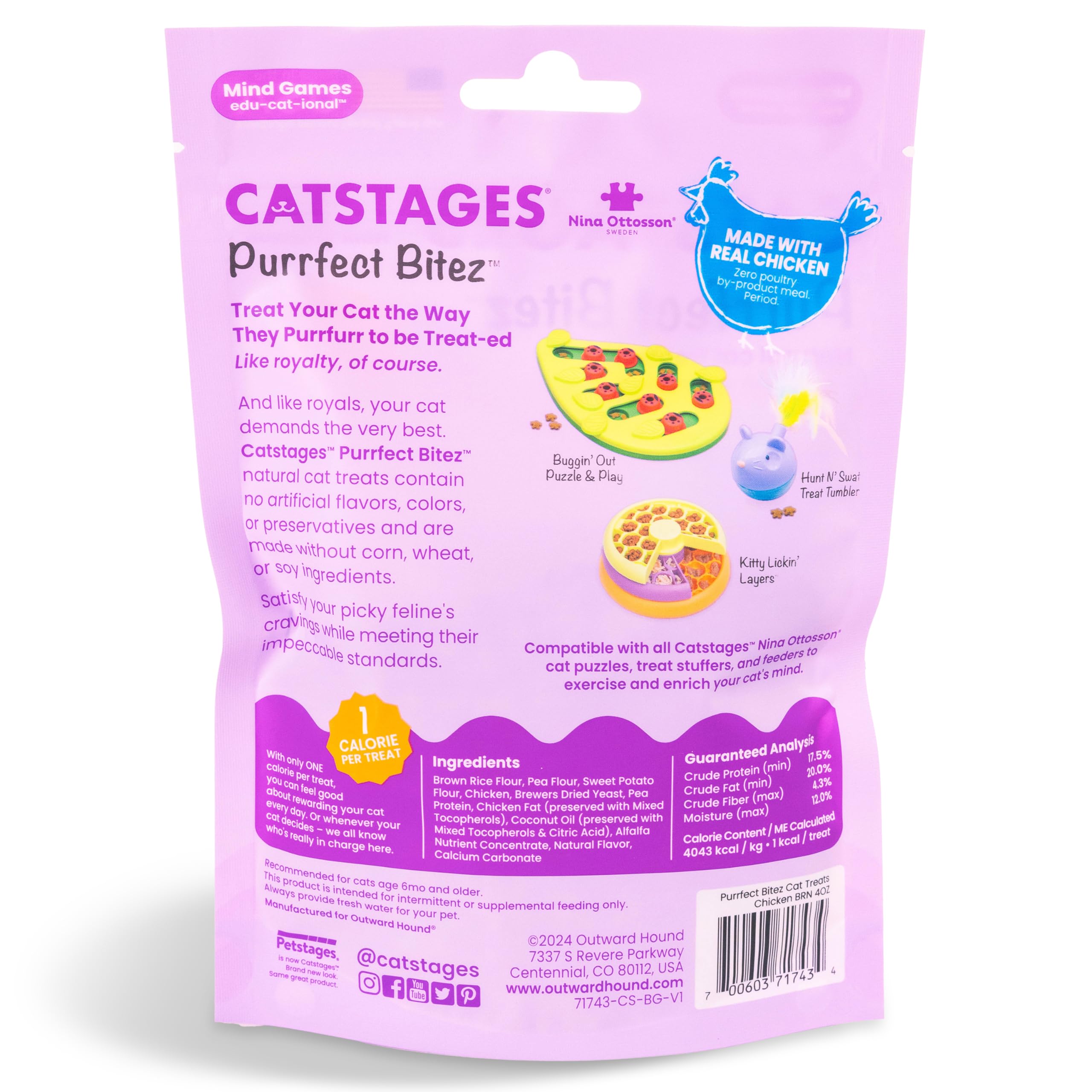 Catstages Purrfect Bitez texture croquante et petits morceaux pour entraînement.