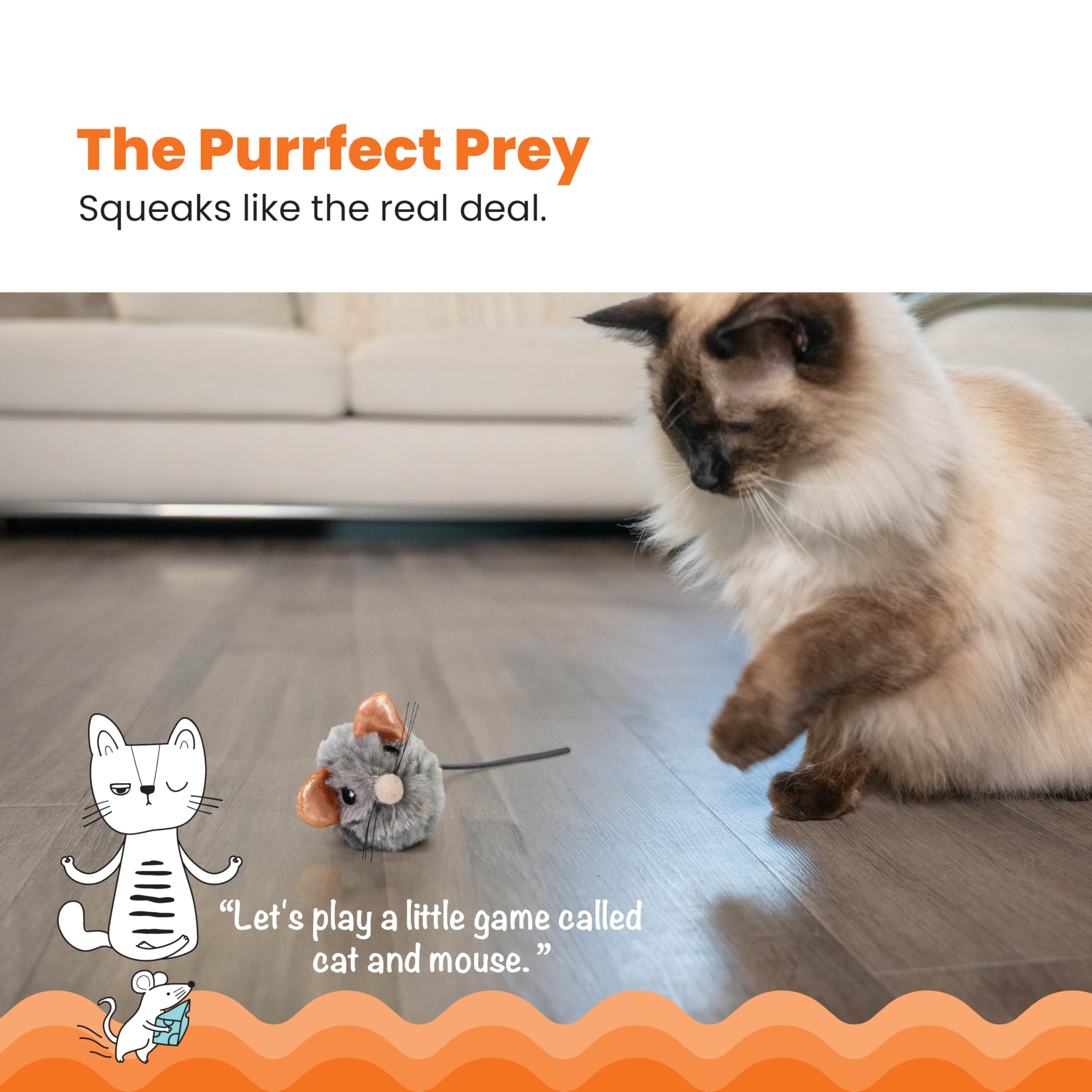 Catstages Souris Action-chasse, déclenche des mouvements et favorise le jeu actif.