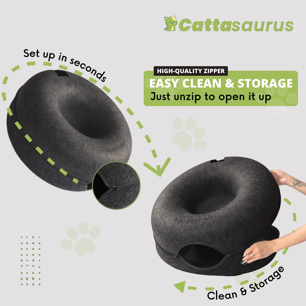 Cattasaurus Peekaboo cache-chat design moderne gris, s’intégrant bien dans votre intérieur