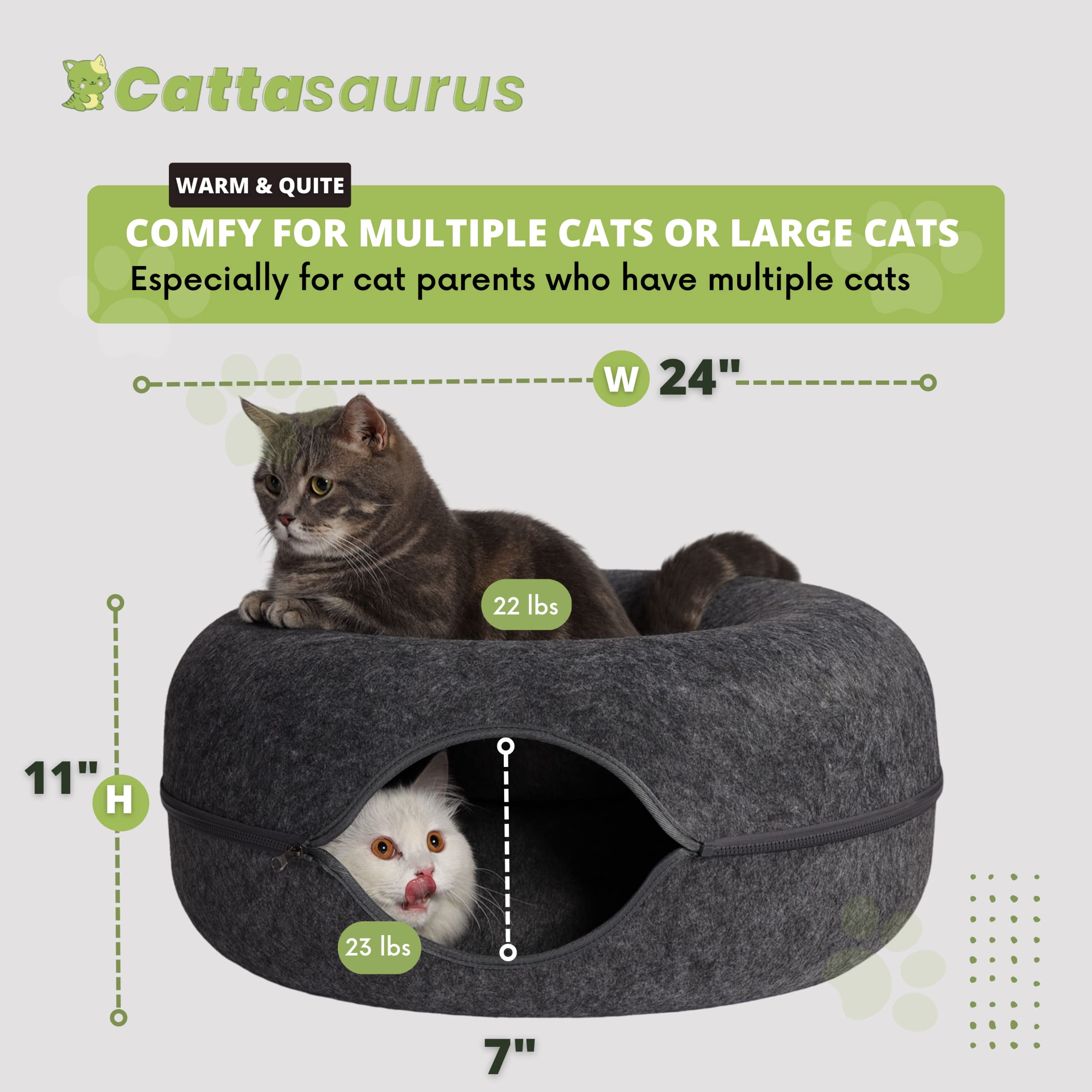 Cattasaurus Peekaboo cache-chat fond feuté durable gris, confort et longévité