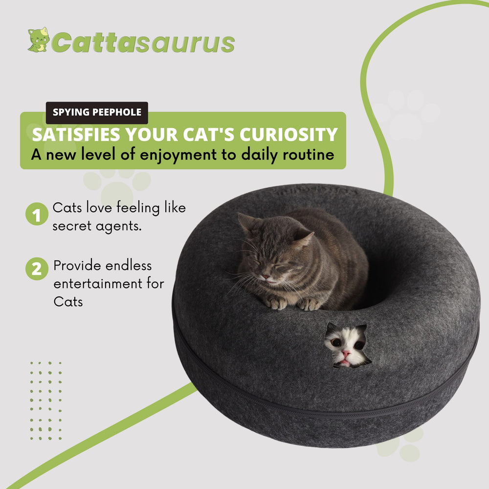Cattasaurus Peekaboo cache-chat nettoyage simple grâce au revêtement feuté