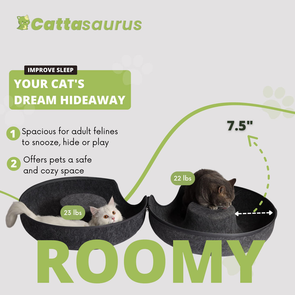 Cattasaurus Peekaboo cache-chat rangement pratique, accès rapide aux jouets