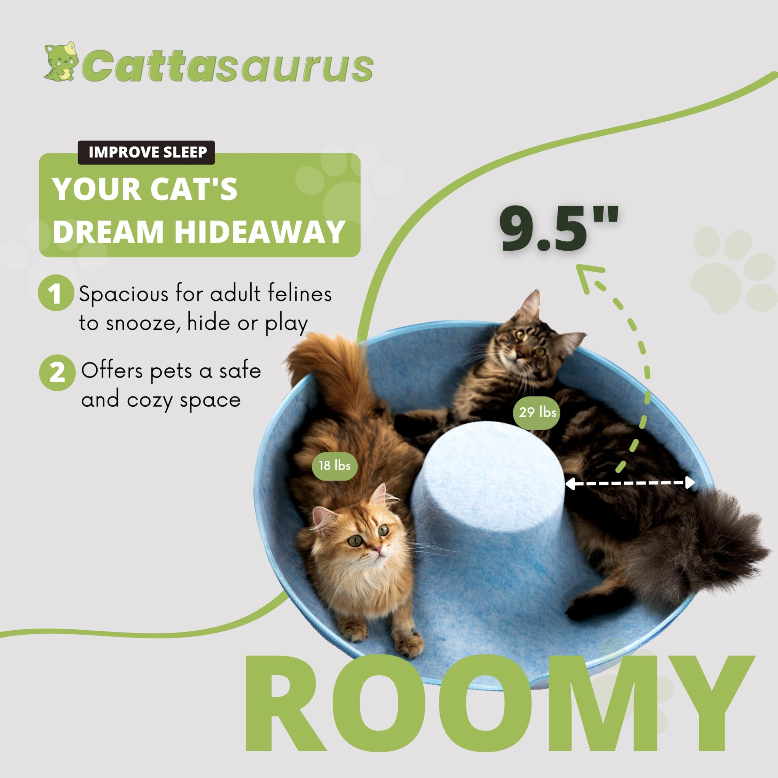 Cattasaurus Peekaboo; conçu pour grands chats et petits chiens, polyvalence assurée.