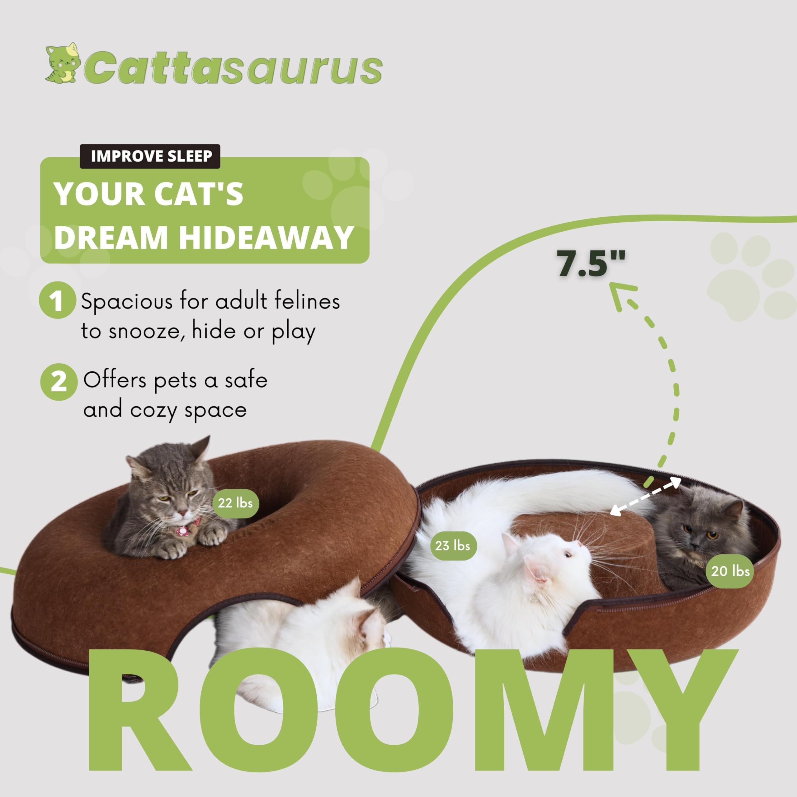 Cattasaurus Peekaboo couleur brun: allure neutre qui convient à tous les intérieurs.