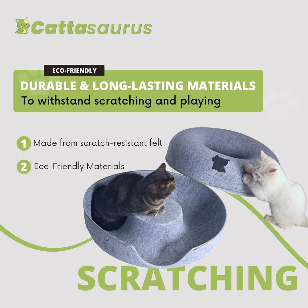 Cattasaurus Peekaboo griffoir intégré: surface résistante et agréable pour jouer.