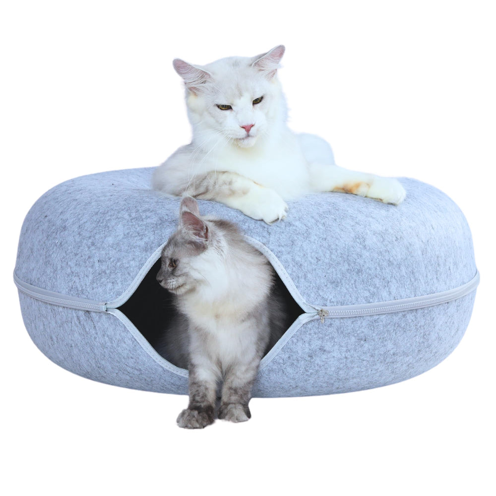 Cattasaurus Peekaboo caverne-donut-haut offre un cocon confortable pour chats.
