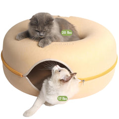 Cattasaurus Peekaboo nid-beignet gris clair, refuge douillet pour chats actifs