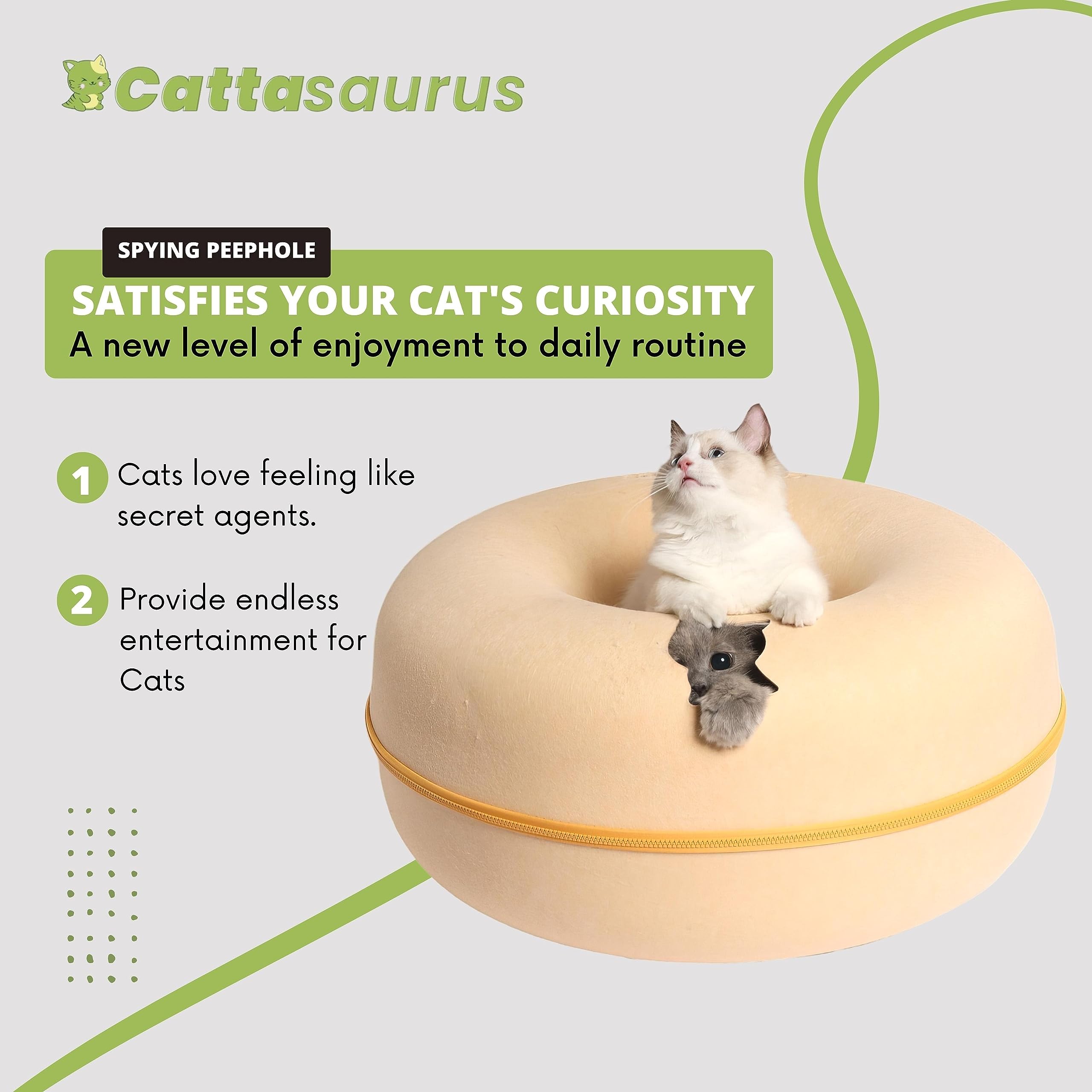 Cattasaurus Peekaboo nid-beignet rose pastel, cocon cosy pour câlins