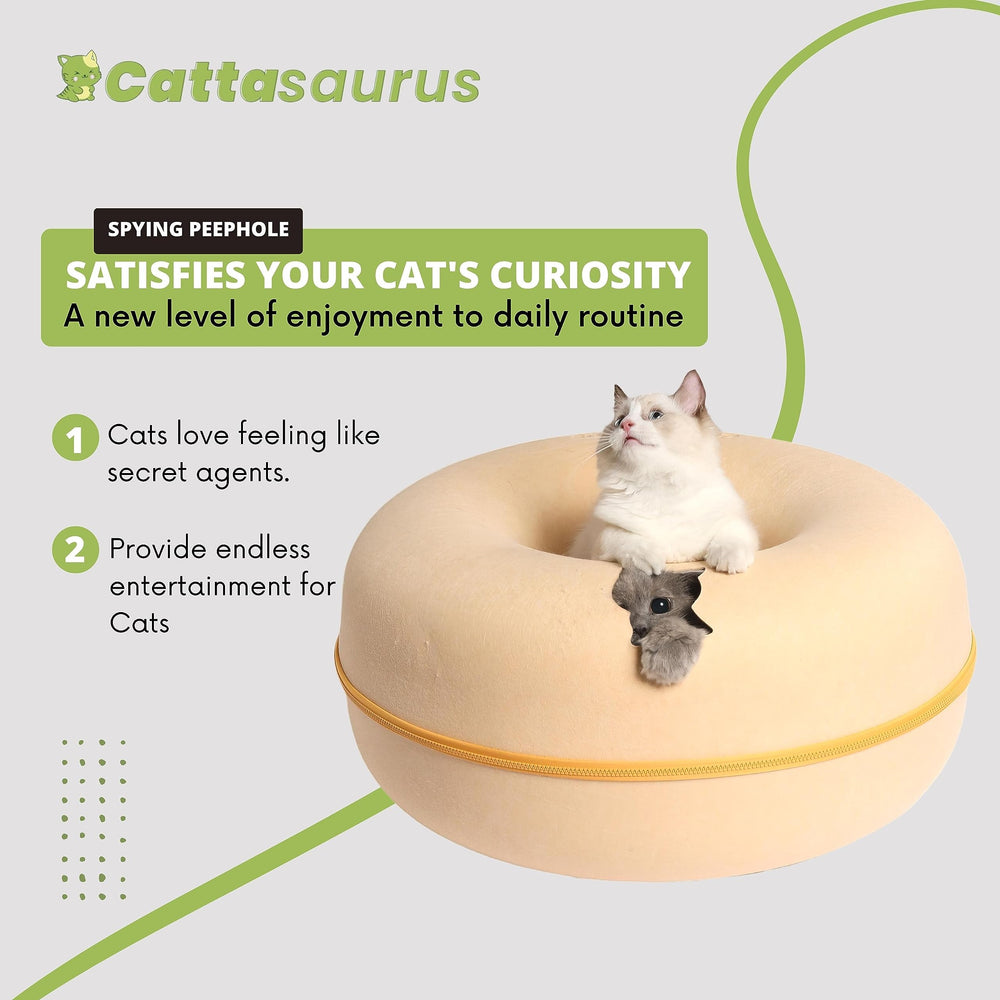 Cattasaurus Peekaboo nid-beignet rose pastel, cocon cosy pour câlins